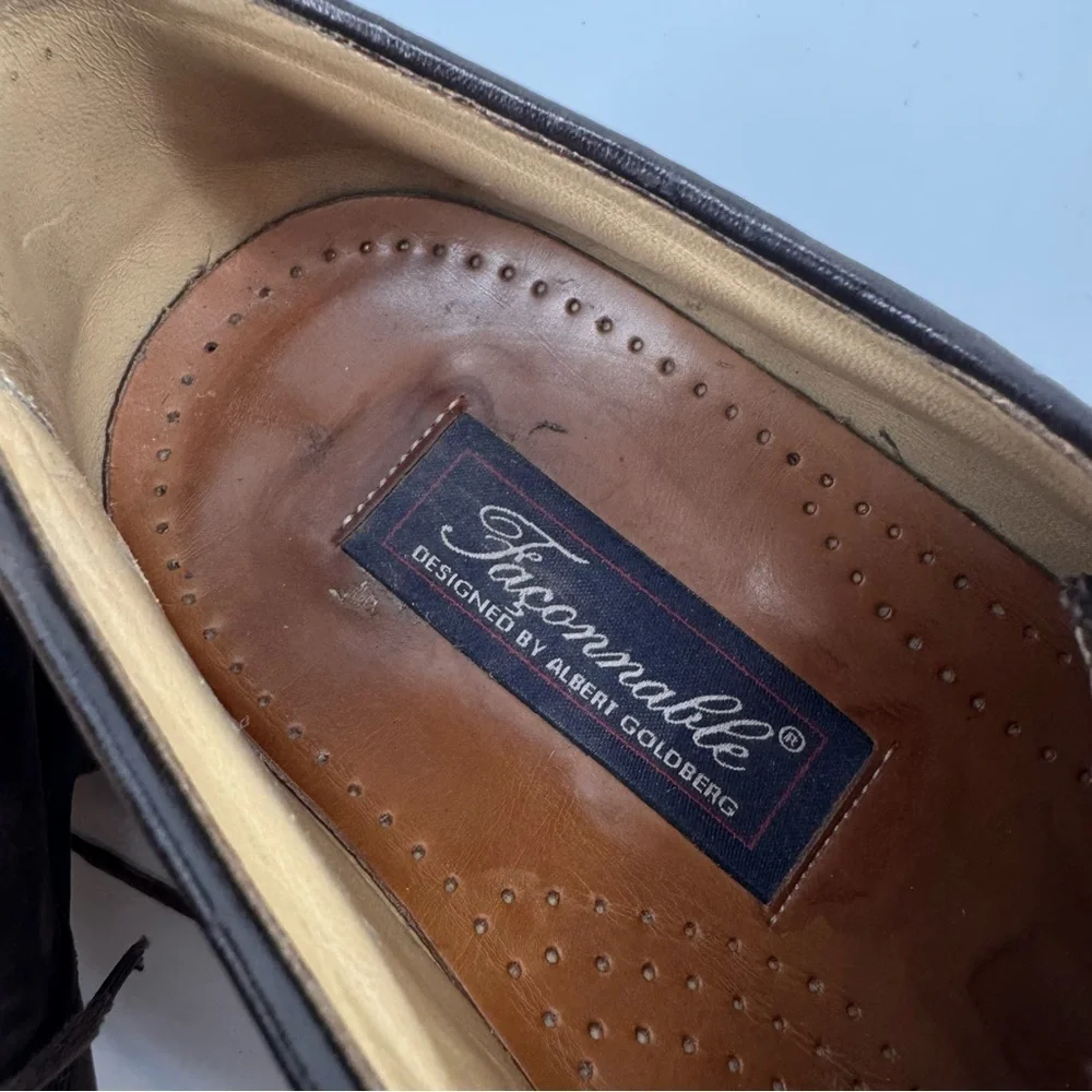 Faconnable Mens Leather Brown Shoes Norwegian Handmade In ITALY Shoes 10.5